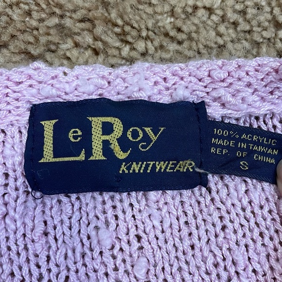 Vintage LeRoy Sweater 80's Cherry Pearl Small Pink Bobble Girly Retro 3/4 Sleeve - Picture 7 of 12